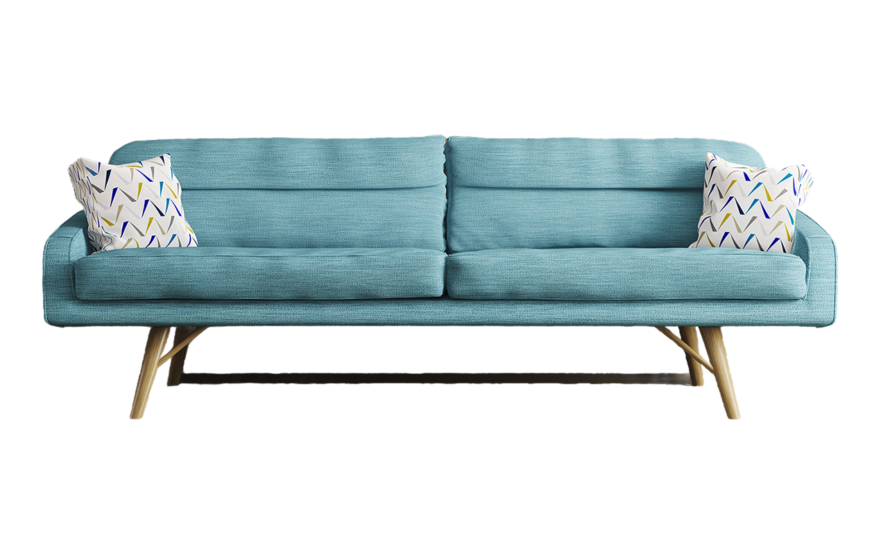 Sky blue low sofa, perfect for relaxation