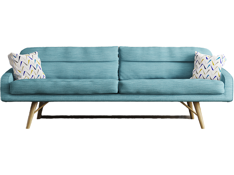 Sky blue low sofa, perfect for relaxation